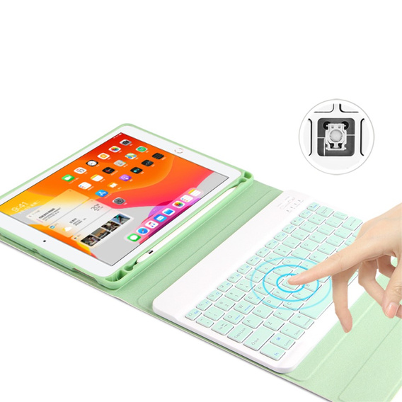 Carcasă + tastatură iPad 10.2 7/8/9 gen 2019/2020/2021, Keyboard Cover Pen Slot, verde
