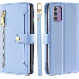 Cu clapetă pentru Nokia G42, Wallet Zipper Pocket, albastru