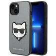Karl Lagerfeld Huse pentru iPhone 14, Saffiano Choupette Head Patch, de argint