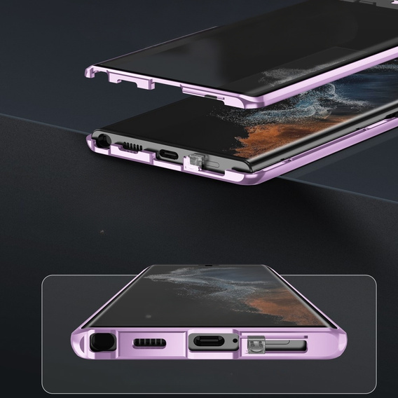 Husa pentru Samsung Galaxy S24, Magnetic Dual Glass, violet