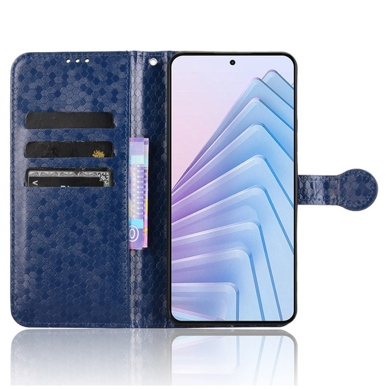 Husa cu clapetă pentru Xiaomi Redmi Note 14 4G, Wallet Rhombus, albastru