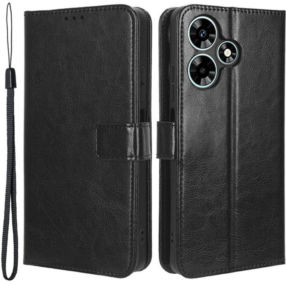 Cu clapetă pentru Infinix Hot 30, Crazy Horse Wallet, negru