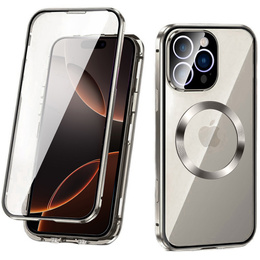 Carcasa Magnetic Dual Glass MagSafe pentru iPhone 16 Pro, titan