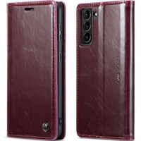 Carcasă flip CASEME pentru Samsung Galaxy S21, Waxy Textured, roșu