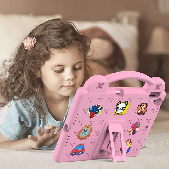 Husă pentru copii pentru iPad 10.2" 2021/2020/2019 (9/8/7 gen.) / Air 10.5" 2019 (3 gen.), Cute Patterns, cu suport, roz