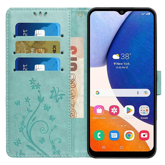 Cu clapetă pentru Samsung Galaxy A55 5G, Wallet, Butterfly, violet
