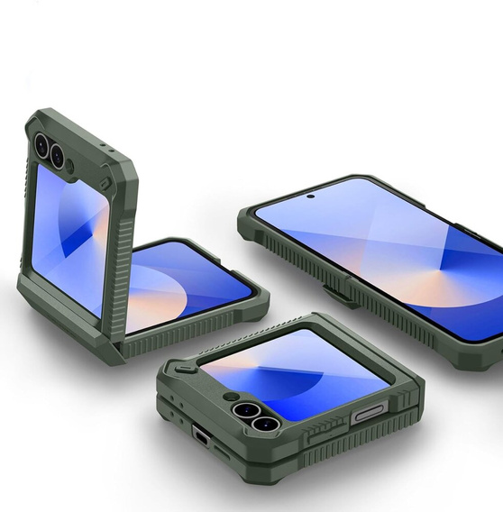 Husa blindată pentru Samsung Galaxy Z Flip7 FE / Z Flip6, Dexnor Clip Holder, verde