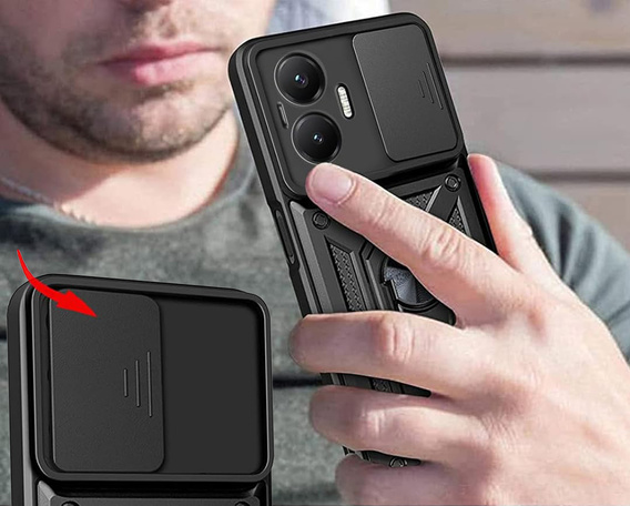 Husă blindată pentru Xiaomi Poco F7, CamShield Slide, negru