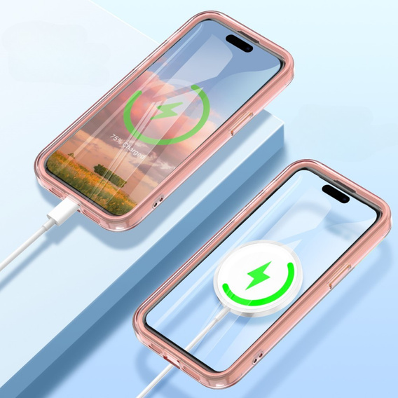 Carcasă pentru iPhone 16 Pro Max, Shockproof Hybrid, cu folie pentru ecran, pentru MagSafe, roz