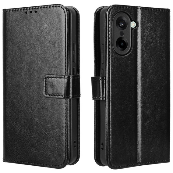 Cu clapetă pentru OnePlus Nord CE5, Crazy Horse Wallet, negru