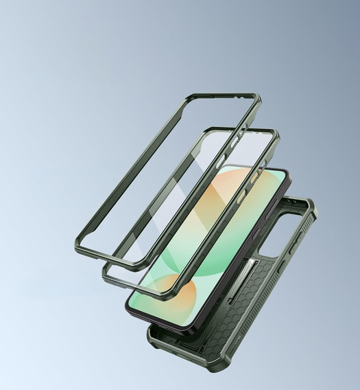 Husă blindată pentru Samsung Galaxy S24 FE, Dexnor Full Body (Two Frames), verde