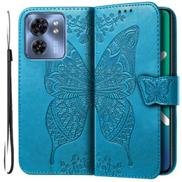 Cu clapetă pentru Motorola Edge 40, Butterfly, albastru