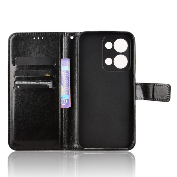 Cu clapetă pentru Oppo Reno 13, Crazy Horse Wallet, negru