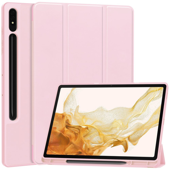 Husă pentru Samsung Galaxy Tab S10+ Plus, Smartcase cu spațiu pentru stylus, roz