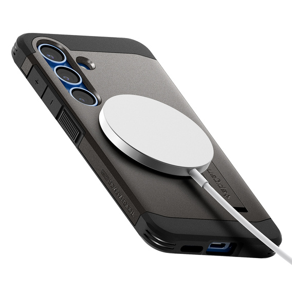 Carcasa Spigen pentru Samsung Galaxy S25+ Plus, Tough Armor Mag MagSafe, gri + 9H Tempered Glass