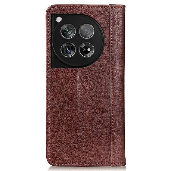 Huse pentru OnePlus 12 5G, Wallet Litchi Leather, maro