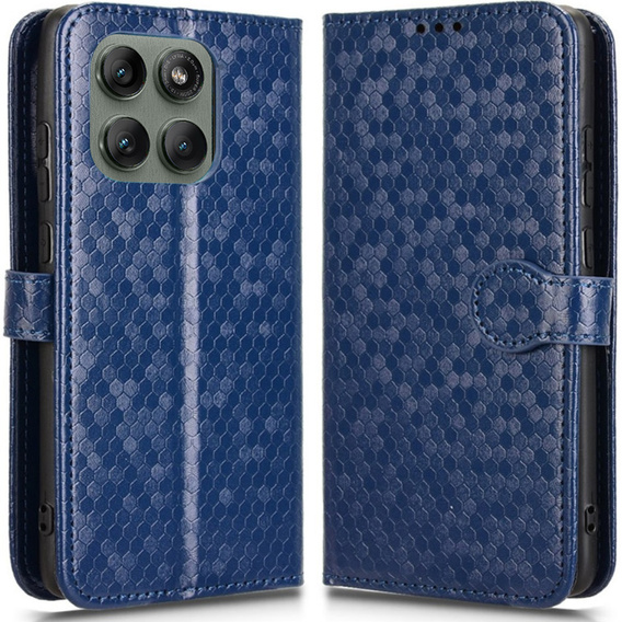 Husa cu clapetă pentru Motorola Edge 60 Pro, Wallet Rhombus, albastru