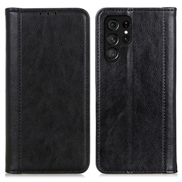 Husa cu clapetă pentru Samsung Galaxy S25 Ultra, Split Leather, negru