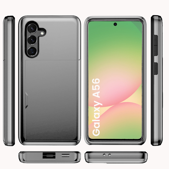 Huse pentru Samsung Galaxy A56 5G, Sliding Card Holder, gri