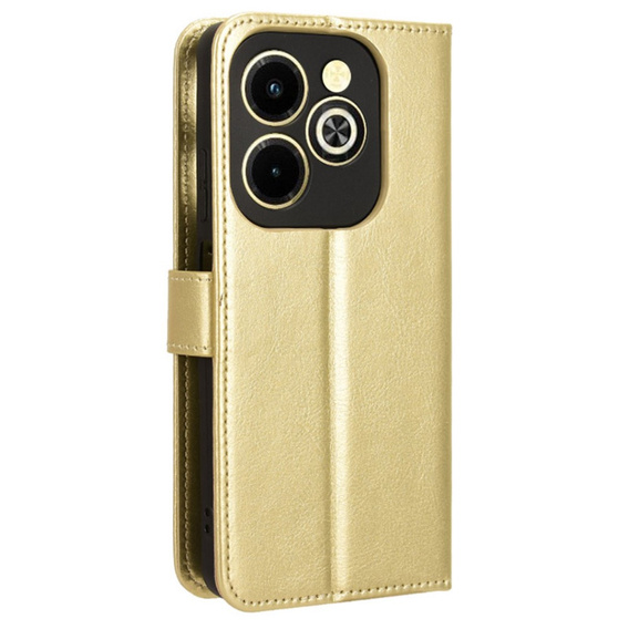 Cu clapetă pentru Infinix Hot 40i, Crazy Horse Wallet, de aur