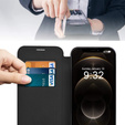 Cu clapetă pentru iPhone 12 Pro, RFID Wallet MagSafe CamShield, negru