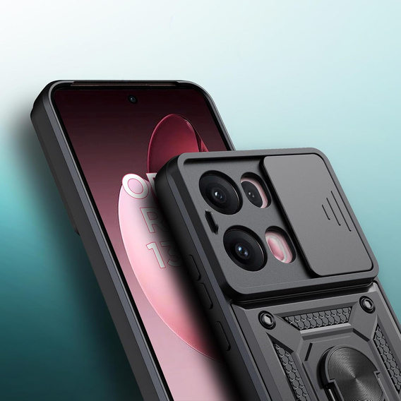 Husă blindată pentru Oppo Reno 13 Pro, CamShield Slide, negru