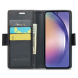 Husă pentru Samsung Galaxy A55, ERBORD Glossy Litchi, portofel cu clapetă, negru