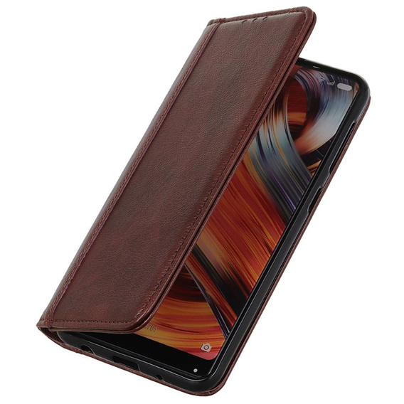 Husa cu clapetă pentru Xiaomi Poco F6 Pro, Split Leather, maro