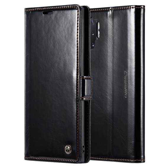 Carcasă flip CASEME pentru Samsung Galaxy Note 10 Plus, Waxy Textured, negru