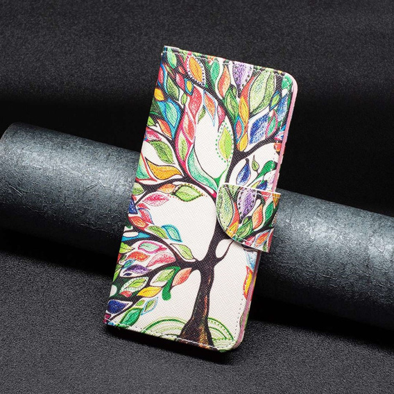 Cu clapetă pentru OPPO A57 / A57s, Wallet, tree of life, alb