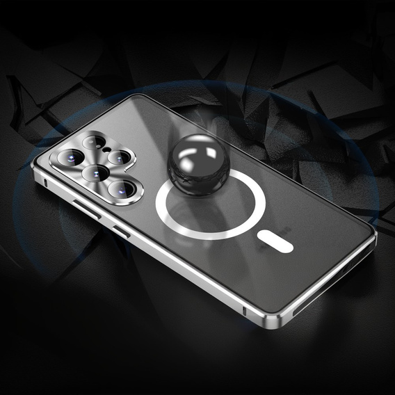 Carcasa Magnetic Dual Glass MagSafe pentru Samsung Galaxy S25 Ultra, de argint