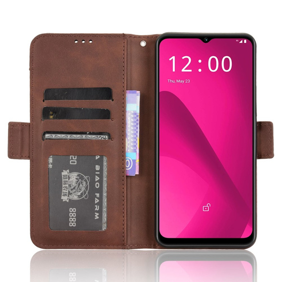 Cu clapetă pentru T Phone 2 5G, Card Slot, maro