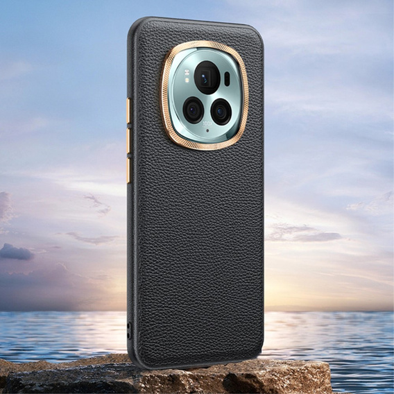 Husă din piele pentru Honor Magic 6 Pro 5G, leather hybrid, negru