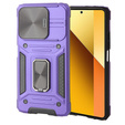 Carcasă blindată pentru Xiaomi Redmi Note 13 5G, CamShield Slide, violet + sticlă călită 9H