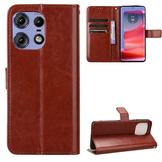 Cu clapetă pentru Motorola Edge 50 Pro, Crazy Horse Wallet, maro