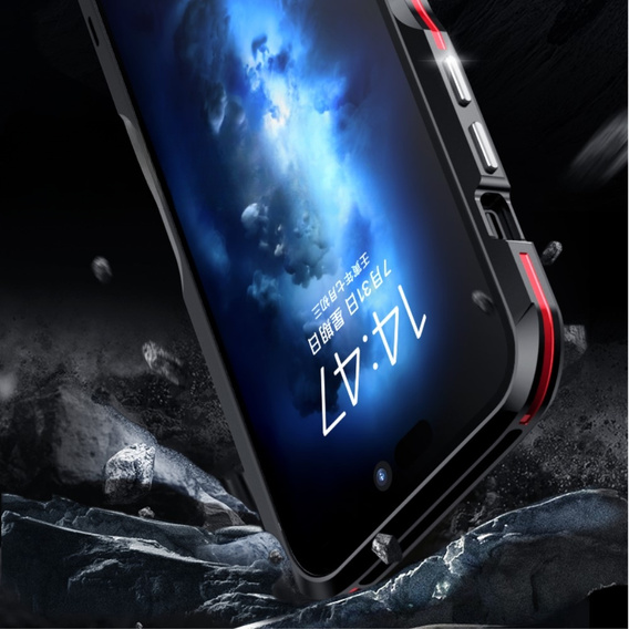 Husa LUPHIE pentru iPhone 14 Pro, Armor Bumper, negru / roșu