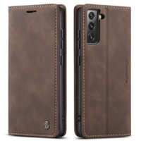 Husa CASEME pentru Samsung Galaxy S22 5G, Leather Wallet Case, cafea