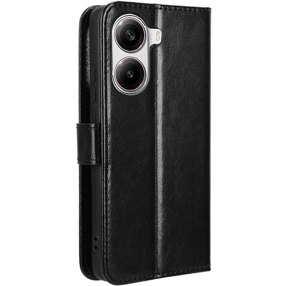 Cu clapetă pentru Xiaomi Poco X7 Pro 5G, Crazy Horse Wallet, negru