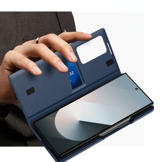 Husă cu clapetă pentru Samsung Z Fold6 5G, Smart View Wallet, albastru închis