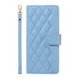 Husă cu clapetă pentru iPhone 16E, Rhombus Crossbody Leather, albastru