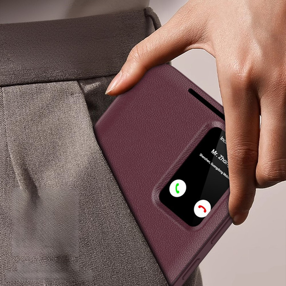 Husă cu clapetă pentru Samsung Galaxy S25, Smart View Wallet, maroon