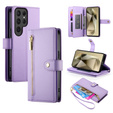 Cu clapetă pentru Samsung Galaxy S25 Ultra, Wallet Zipper Pocket, violet