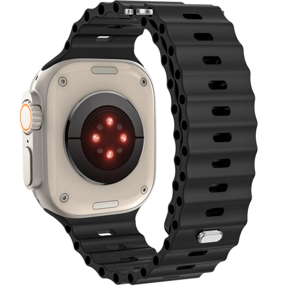 Pasek Silikonowy Ocean do Apple Watch 1/2/3/4/5/6/7/8/SE/ULTRA 42/44/45/49MM, Czarny