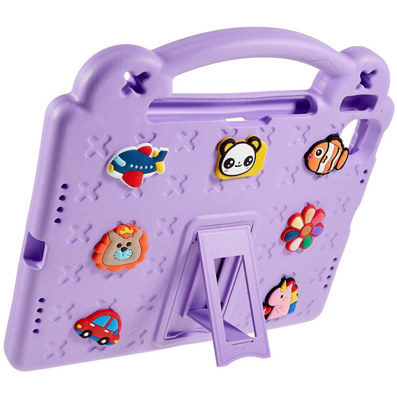 Husă pentru copii pentru Apple iPad Air 11" 6 gen. 2024, Cute Patterns, cu suport, violet