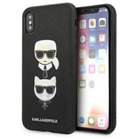 Karl Lagerfeld Huse pentru iPhone X / XS, Saffiano Iconic Karl&Choupette Head, negru