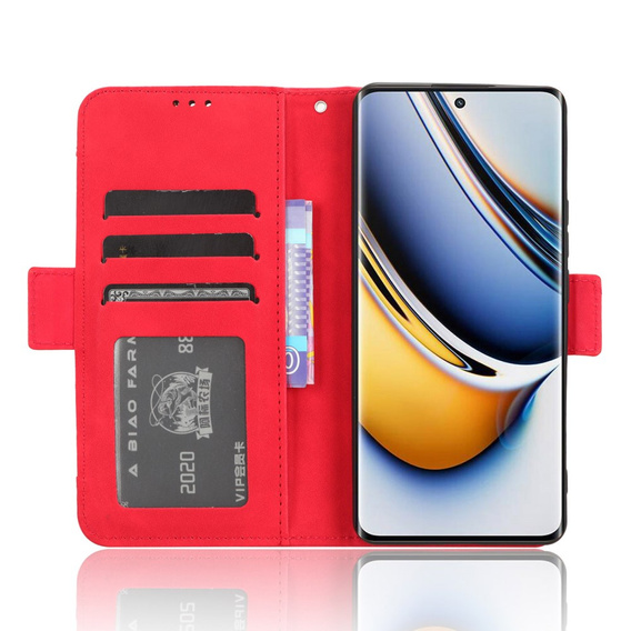 Cu clapetă pentru Realme 11 Pro 5G / Pro+ 5G, Card Slot, roșu