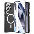 Carcasa Magnetic Dual Glass MagSafe pentru Samsung Galaxy S25 Ultra, de argint