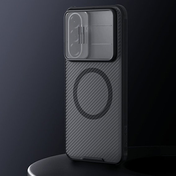 Husă magnetică Nillkin CamShield Pro pentru Samsung Galaxy A57 5G, transparentă/neagră
