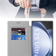 Cu clapetă pentru Samsung Galaxy S25 Ultra, RFID Wallet MagSafe CamShield, de argint