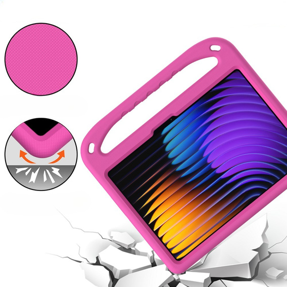 Husă pentru copii pentru Xiaomi Pad 7 / 7 Pro, cu mâner, roz